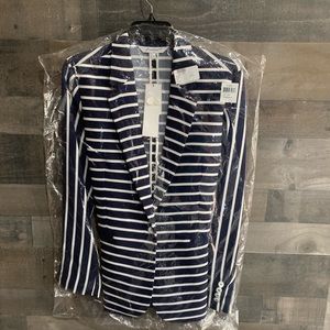 Foxcroft NYC Club Stripe Navy Blazer